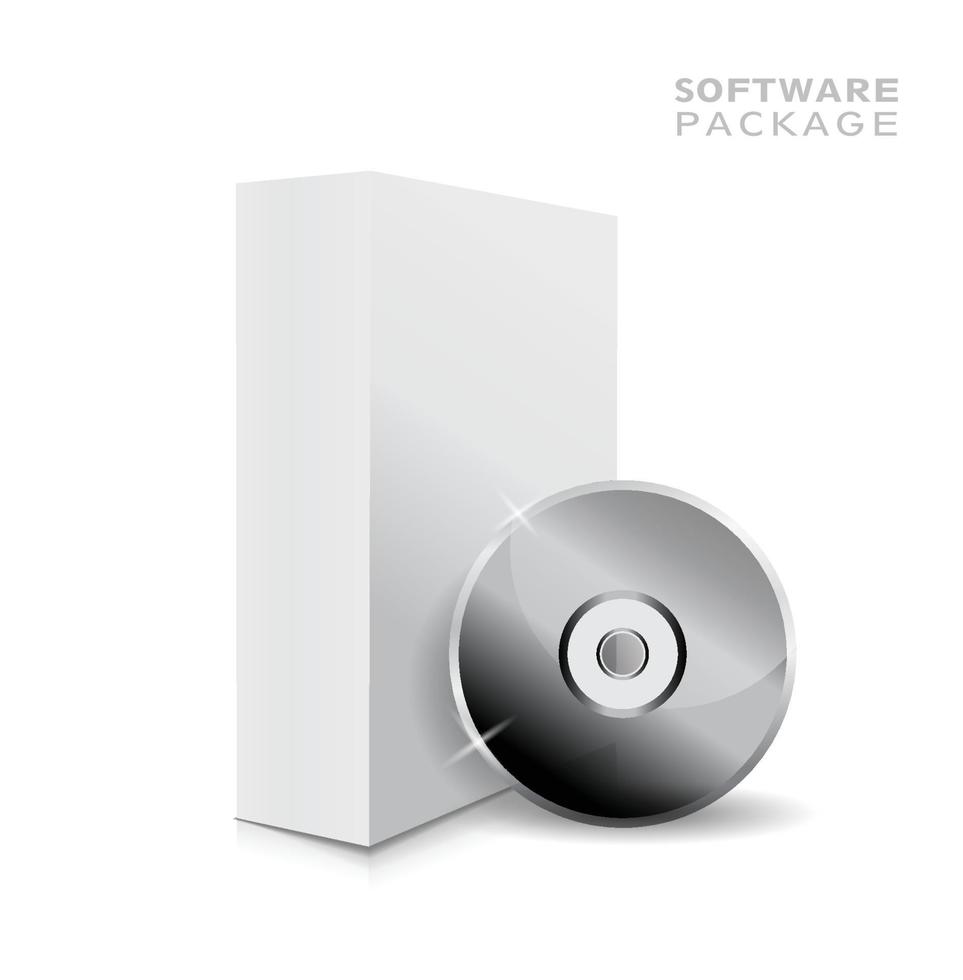 realistische witte vector geopende lege 3d doos illustratie met schaduwen en muziek of zachte cd.