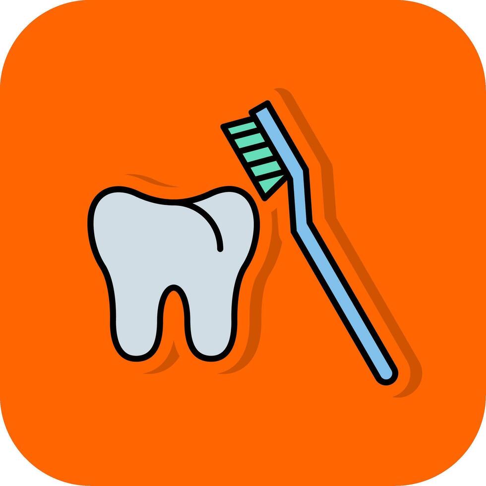 tandenborstel gevulde oranje achtergrond icoon vector