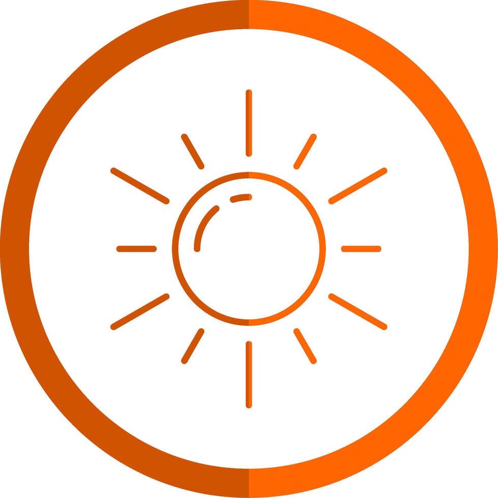 zon lijn oranje cirkel icoon vector