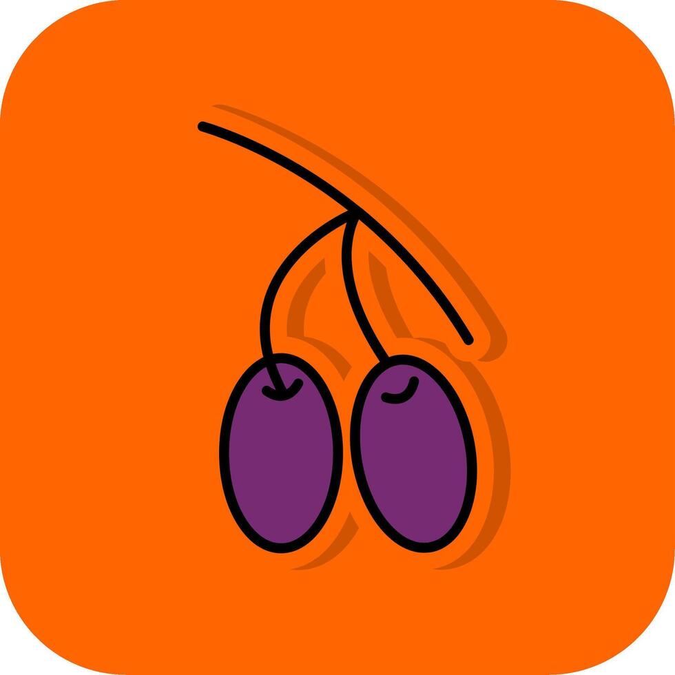 jambolan gevulde oranje achtergrond icoon vector