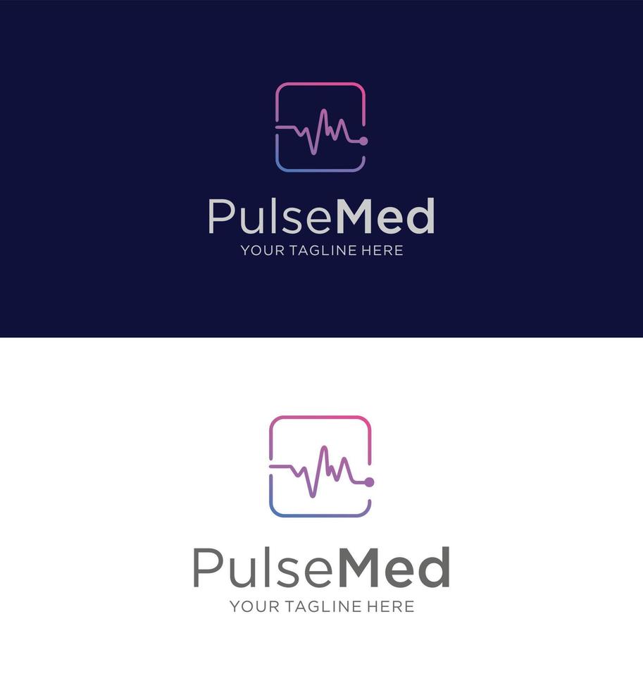 medische pulse logo ontwerpsjabloon. pulsgolf logo ontwerpconcept. gezondheid hartslag medische logo sjabloon vector symbool element