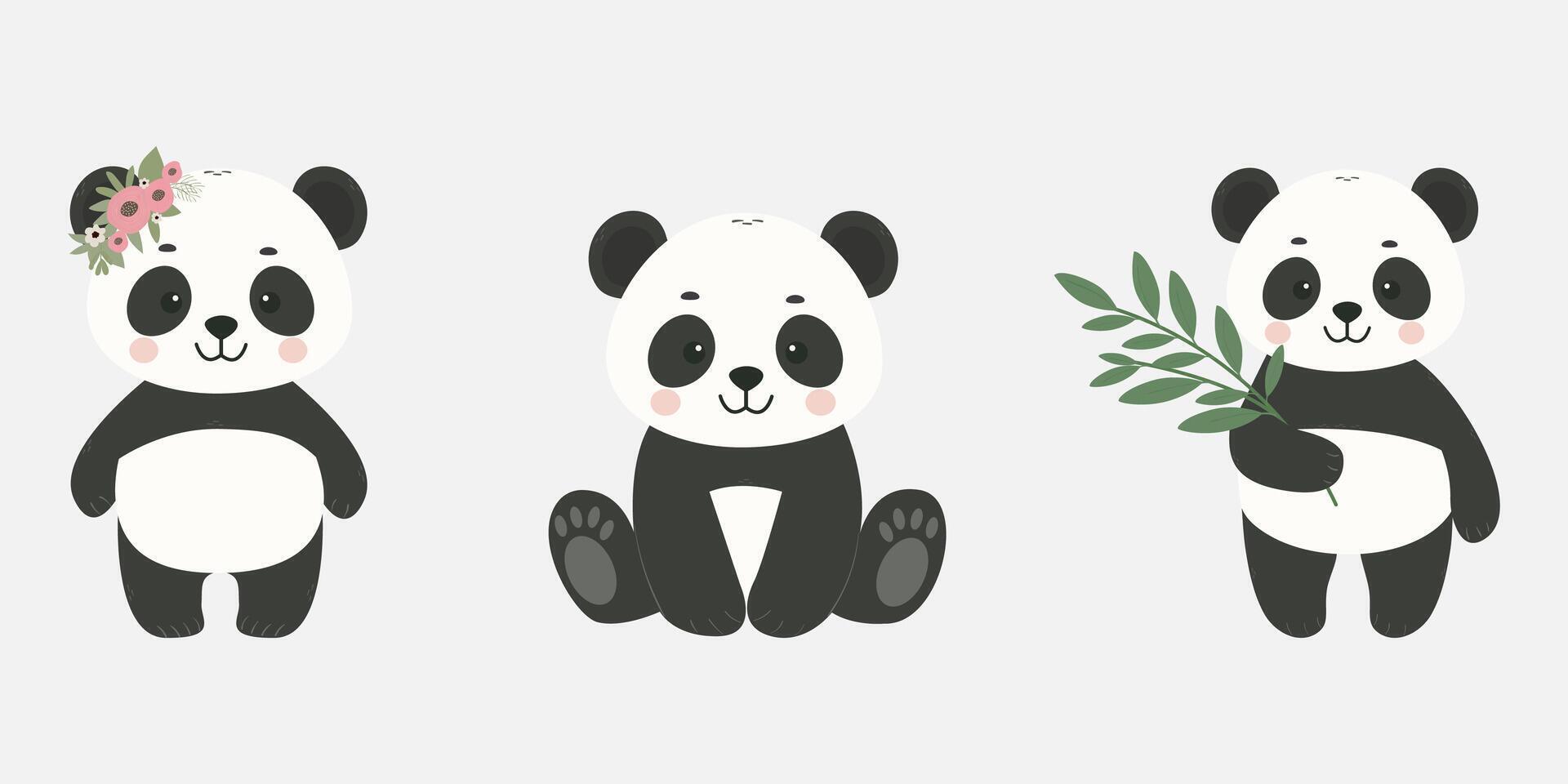 verzameling van kinderen exotisch dieren. panda illustratie. vector
