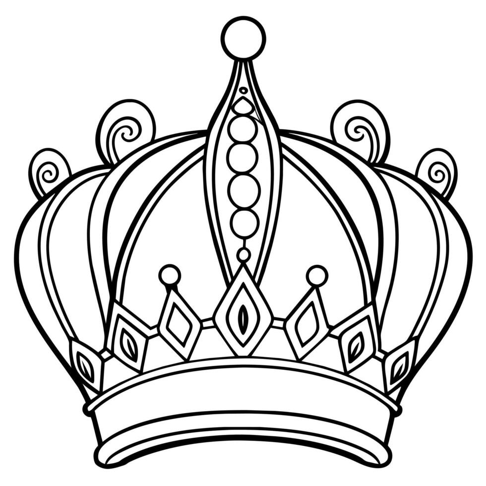 prinses kroon schets illustratie digitaal kleur boek bladzijde lijn kunst tekening vector