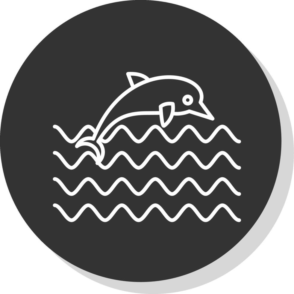 dolfijn lijn grijs cirkel icoon vector