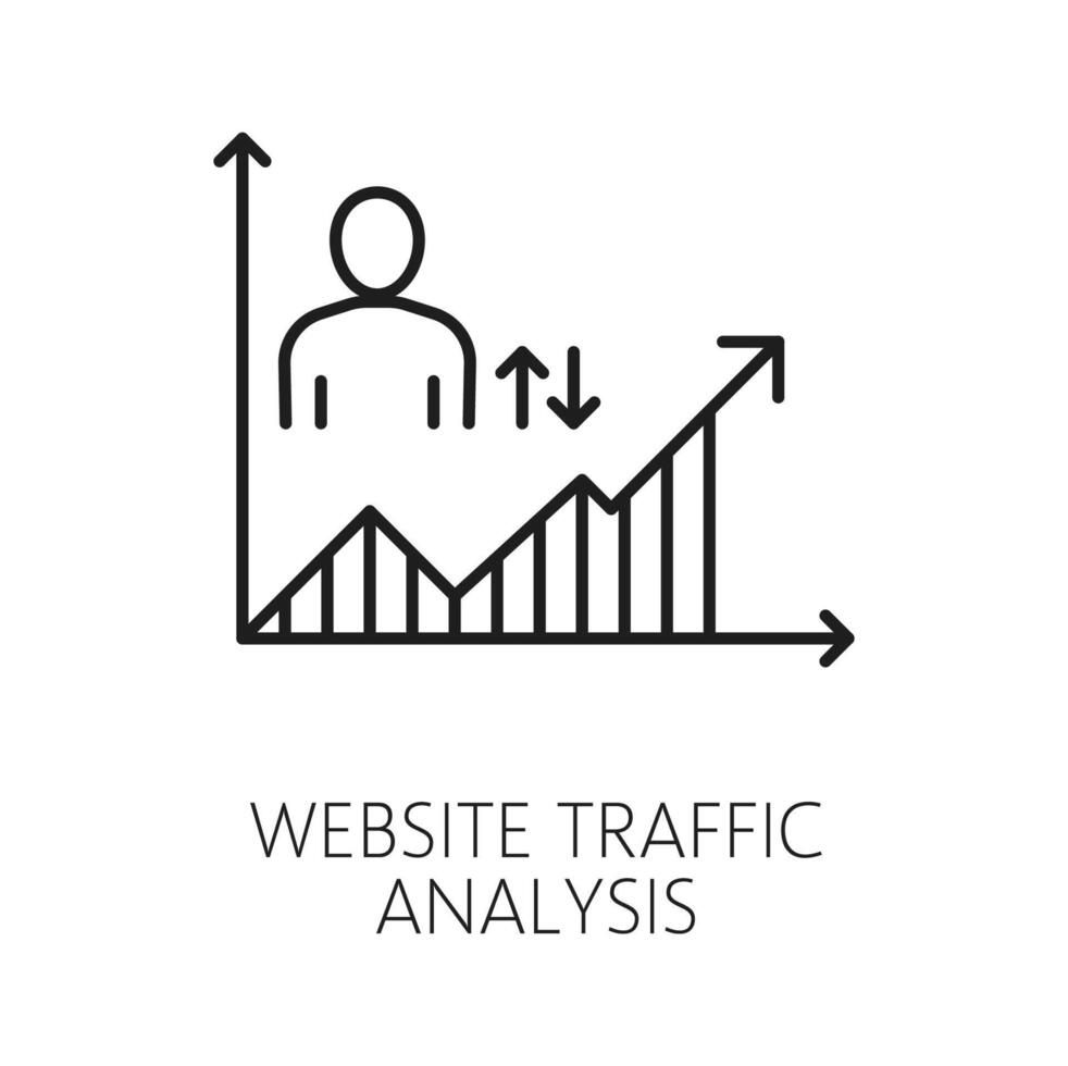 website verkeer analyse, web audit schets icoon vector