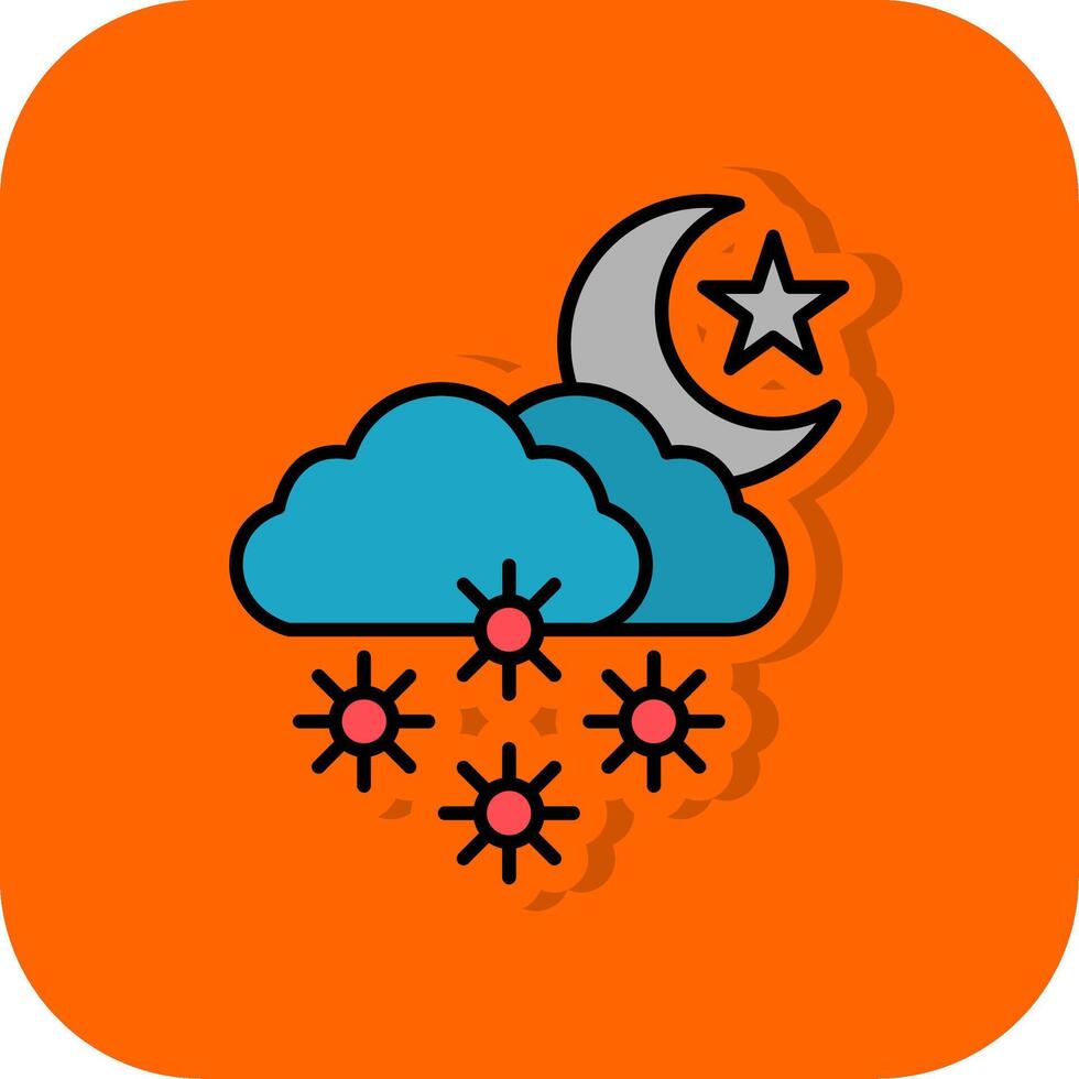nacht sneeuw gevulde oranje achtergrond icoon vector