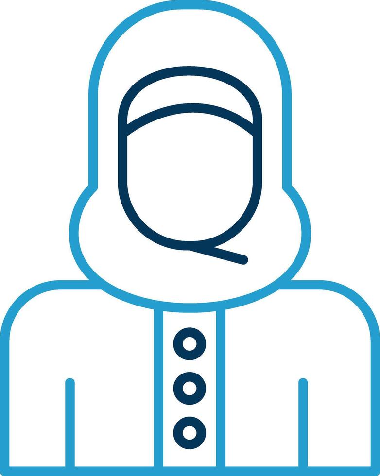 Islamitisch vrouw lijn blauw twee kleur icoon vector