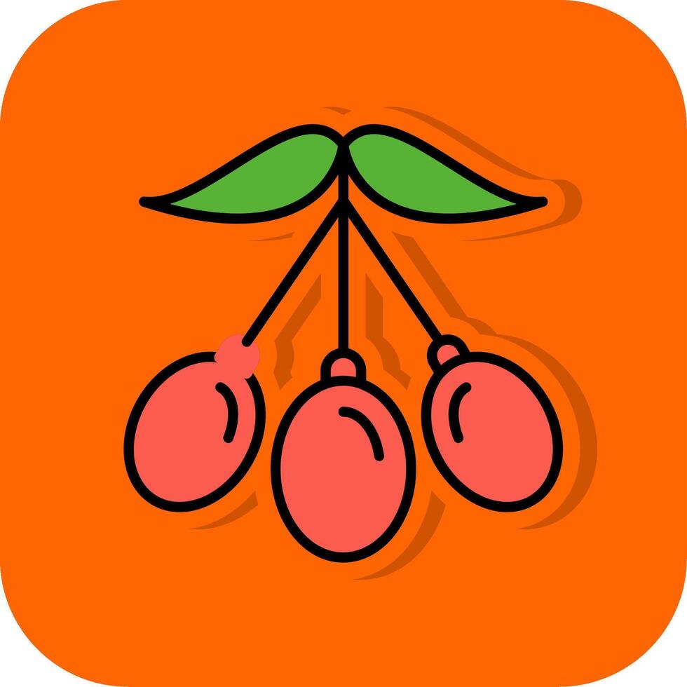 wolfberry gevulde oranje achtergrond icoon vector