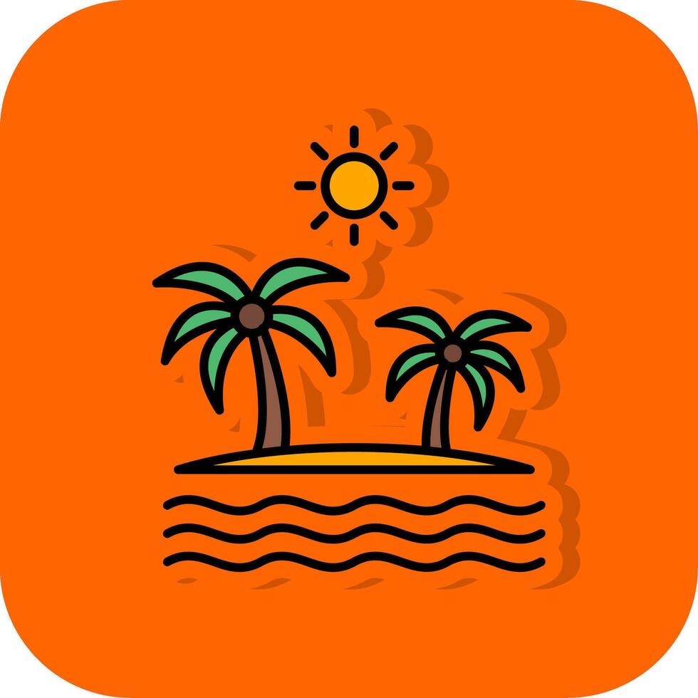 eiland gevulde oranje achtergrond icoon vector