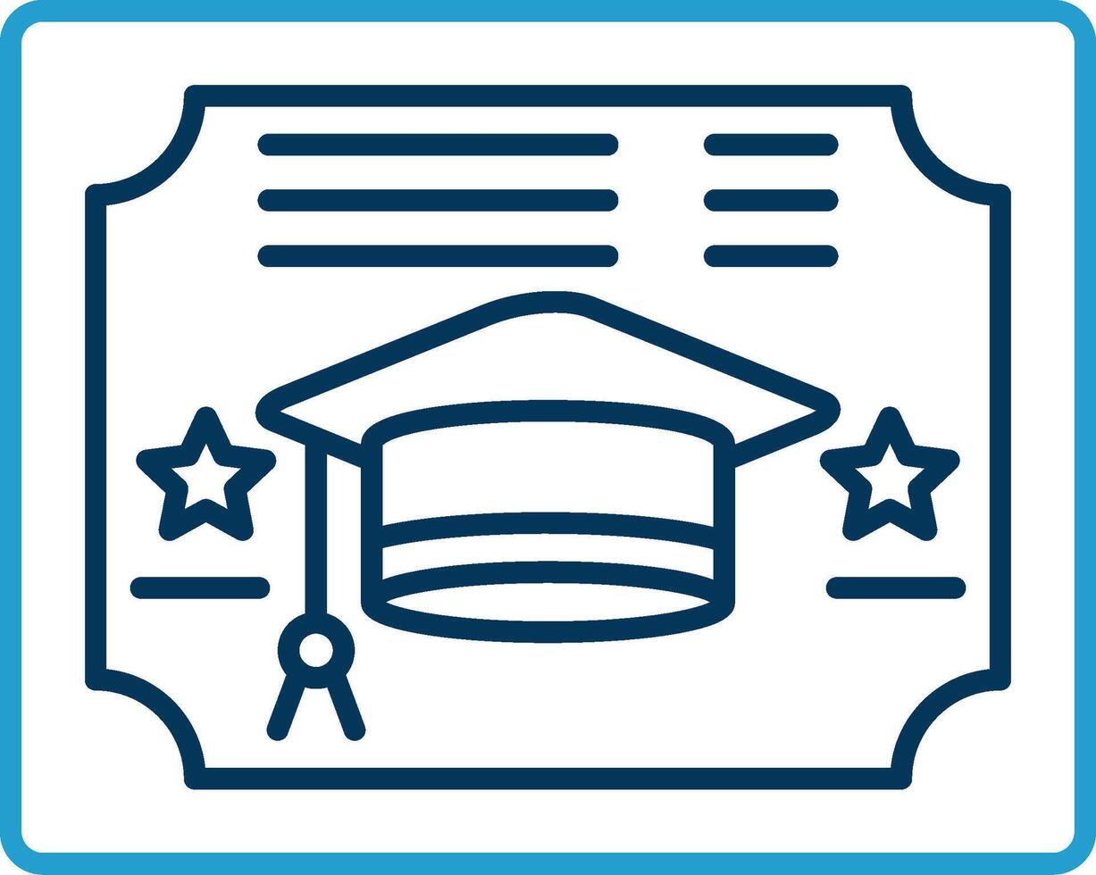 diploma lijn blauw twee kleur icoon vector