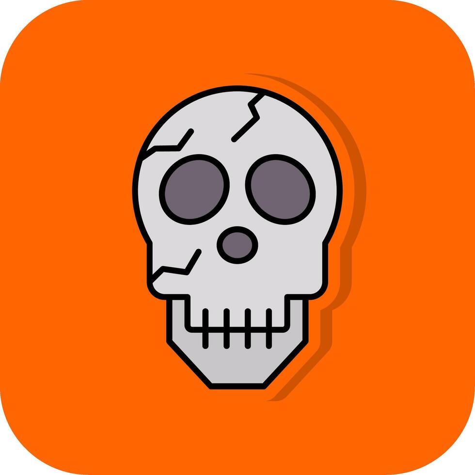 schedel gevulde oranje achtergrond icoon vector