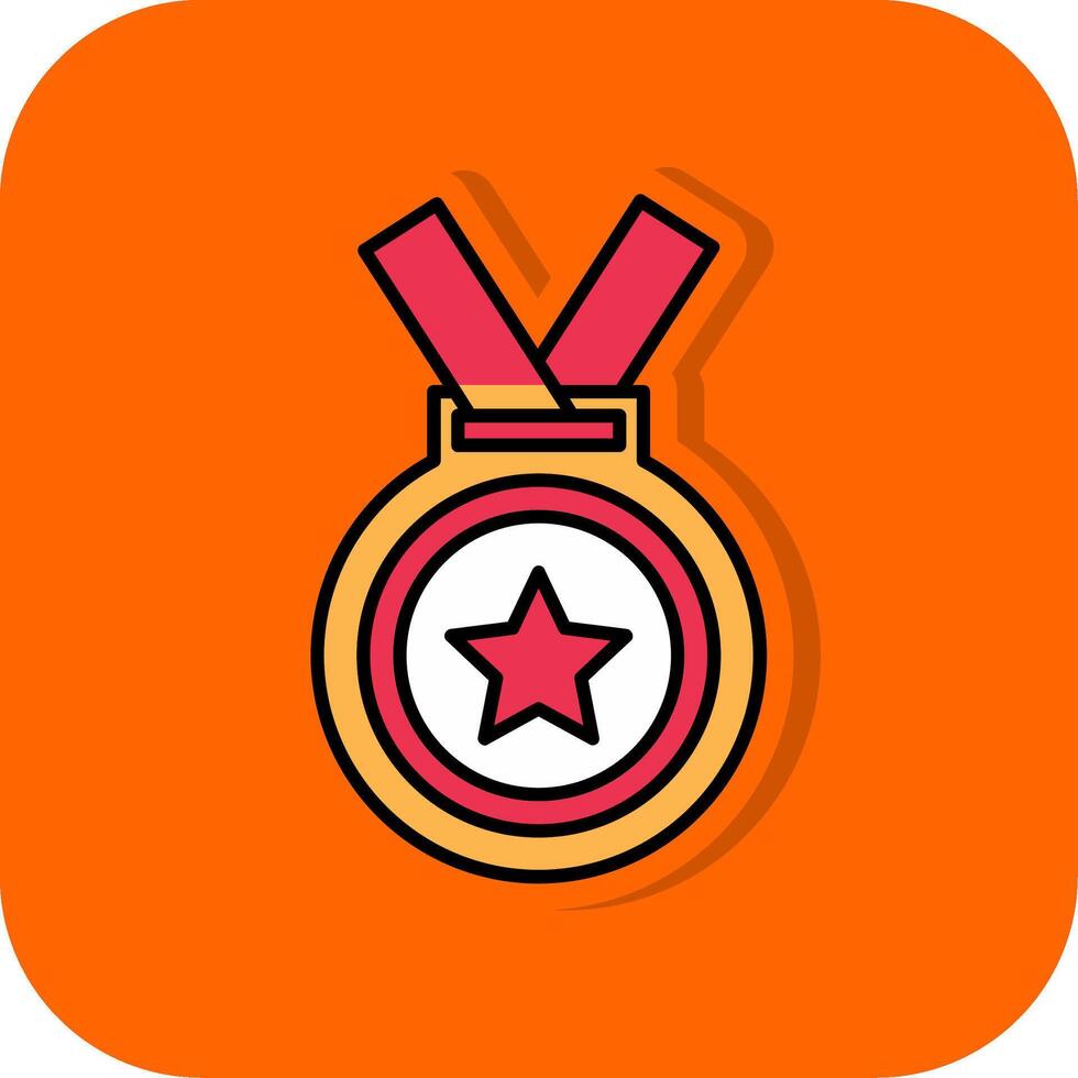 medaille gevulde oranje achtergrond icoon vector