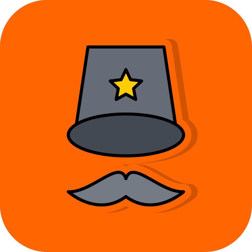 top hoed gevulde oranje achtergrond icoon vector