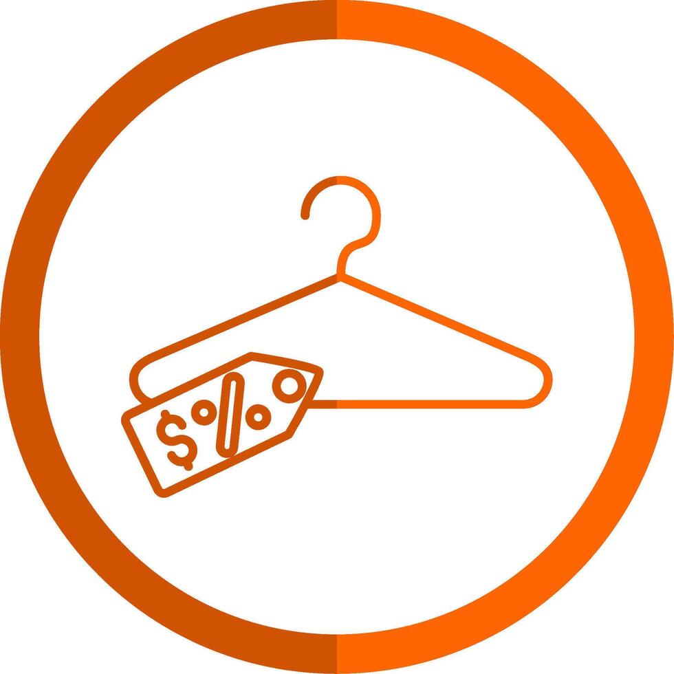 kleren hanger lijn oranje cirkel icoon vector