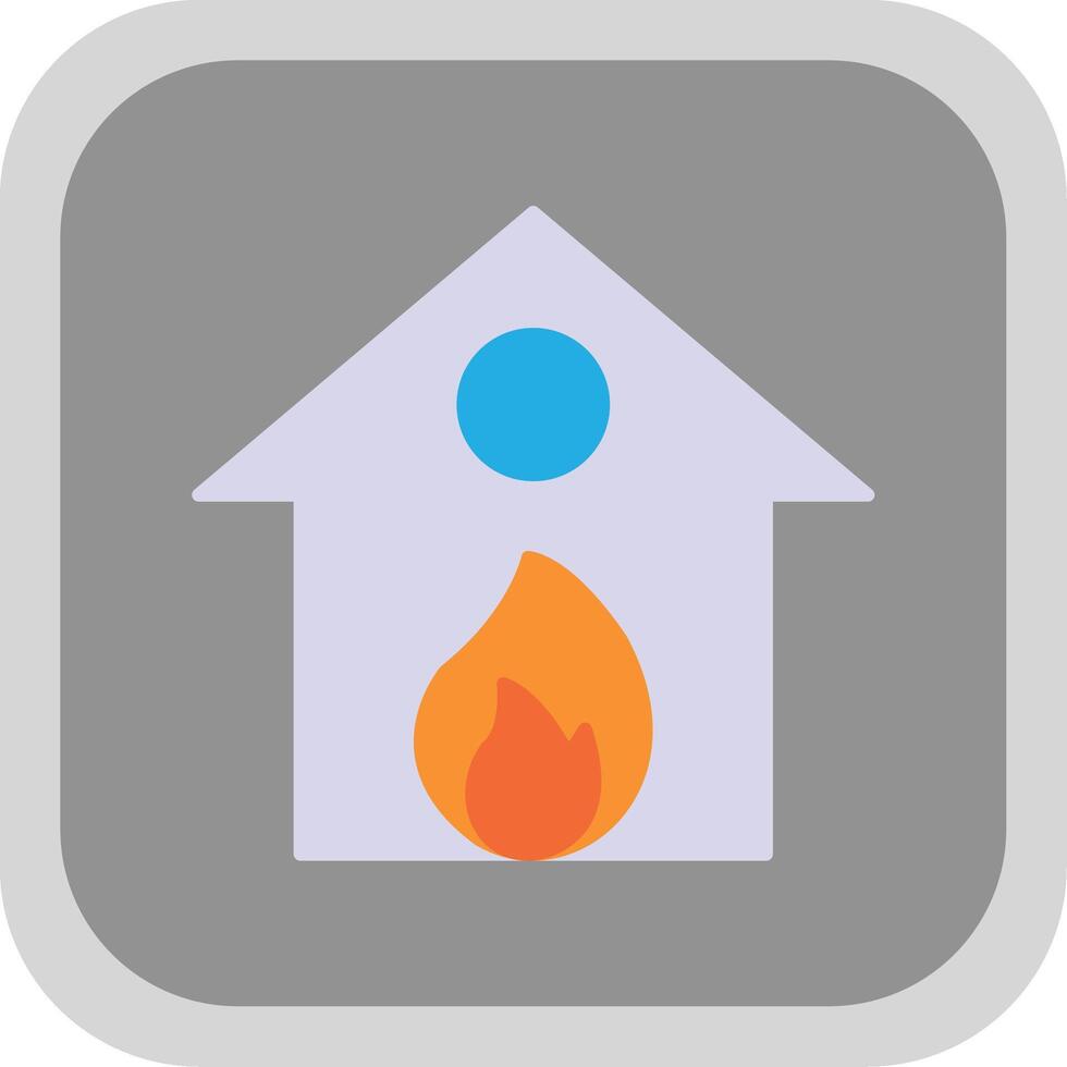 brandend huis vlak ronde hoek icoon vector