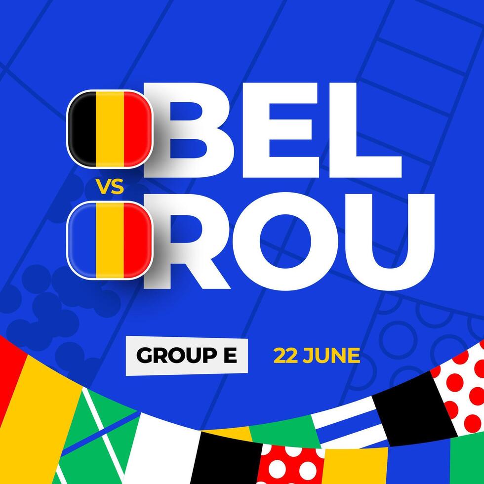 belgie vs Roemenië Amerikaans voetbal 2024 bij elkaar passen versus. 2024 groep stadium kampioenschap bij elkaar passen versus teams intro sport achtergrond, kampioenschap wedstrijd vector