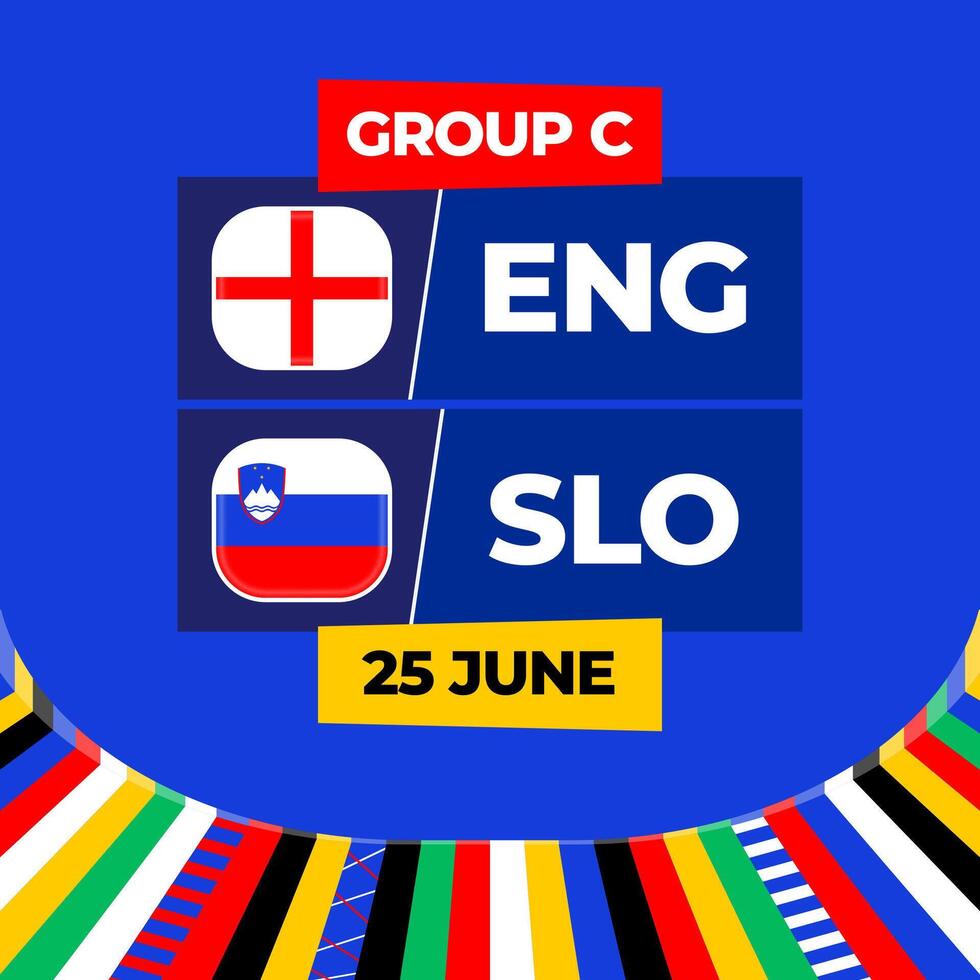 Engeland vs Slovenië Amerikaans voetbal 2024 bij elkaar passen versus. 2024 groep stadium kampioenschap bij elkaar passen versus teams intro sport achtergrond, kampioenschap wedstrijd vector