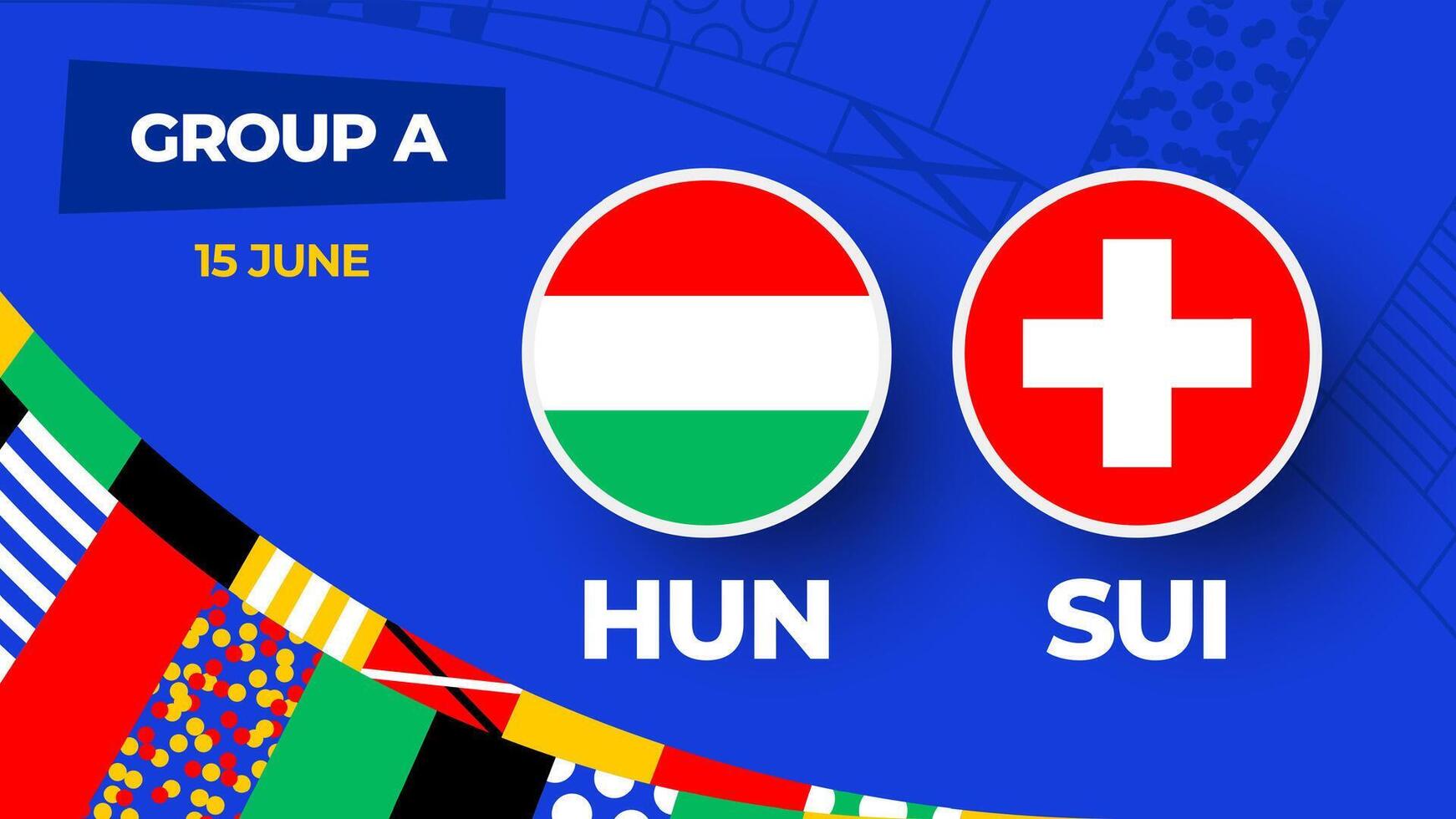 Hongarije vs Zwitserland Amerikaans voetbal 2024 bij elkaar passen versus. 2024 groep stadium kampioenschap bij elkaar passen versus teams intro sport achtergrond, kampioenschap wedstrijd vector