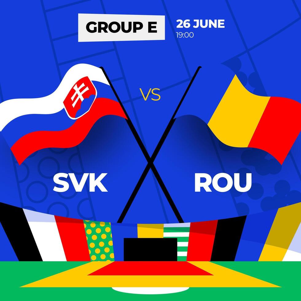 Slowakije vs Roemenië Amerikaans voetbal 2024 bij elkaar passen versus. 2024 groep stadium kampioenschap bij elkaar passen versus teams intro sport achtergrond, kampioenschap wedstrijd vector