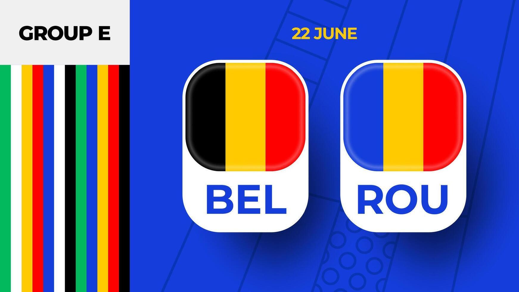 belgie vs Roemenië Amerikaans voetbal 2024 bij elkaar passen versus. 2024 groep stadium kampioenschap bij elkaar passen versus teams intro sport achtergrond, kampioenschap wedstrijd vector