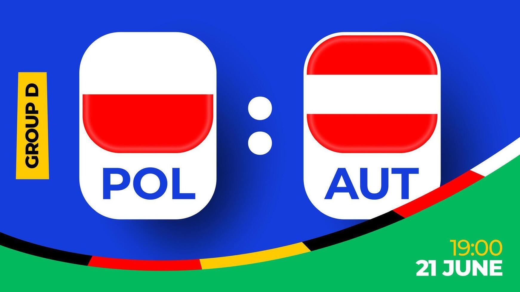 Polen vs Oostenrijk Amerikaans voetbal 2024 bij elkaar passen versus. 2024 groep stadium kampioenschap bij elkaar passen versus teams intro sport achtergrond, kampioenschap wedstrijd vector