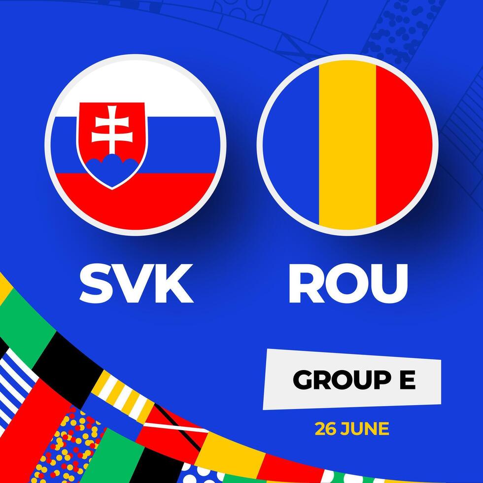 Slowakije vs Roemenië Amerikaans voetbal 2024 bij elkaar passen versus. 2024 groep stadium kampioenschap bij elkaar passen versus teams intro sport achtergrond, kampioenschap wedstrijd vector