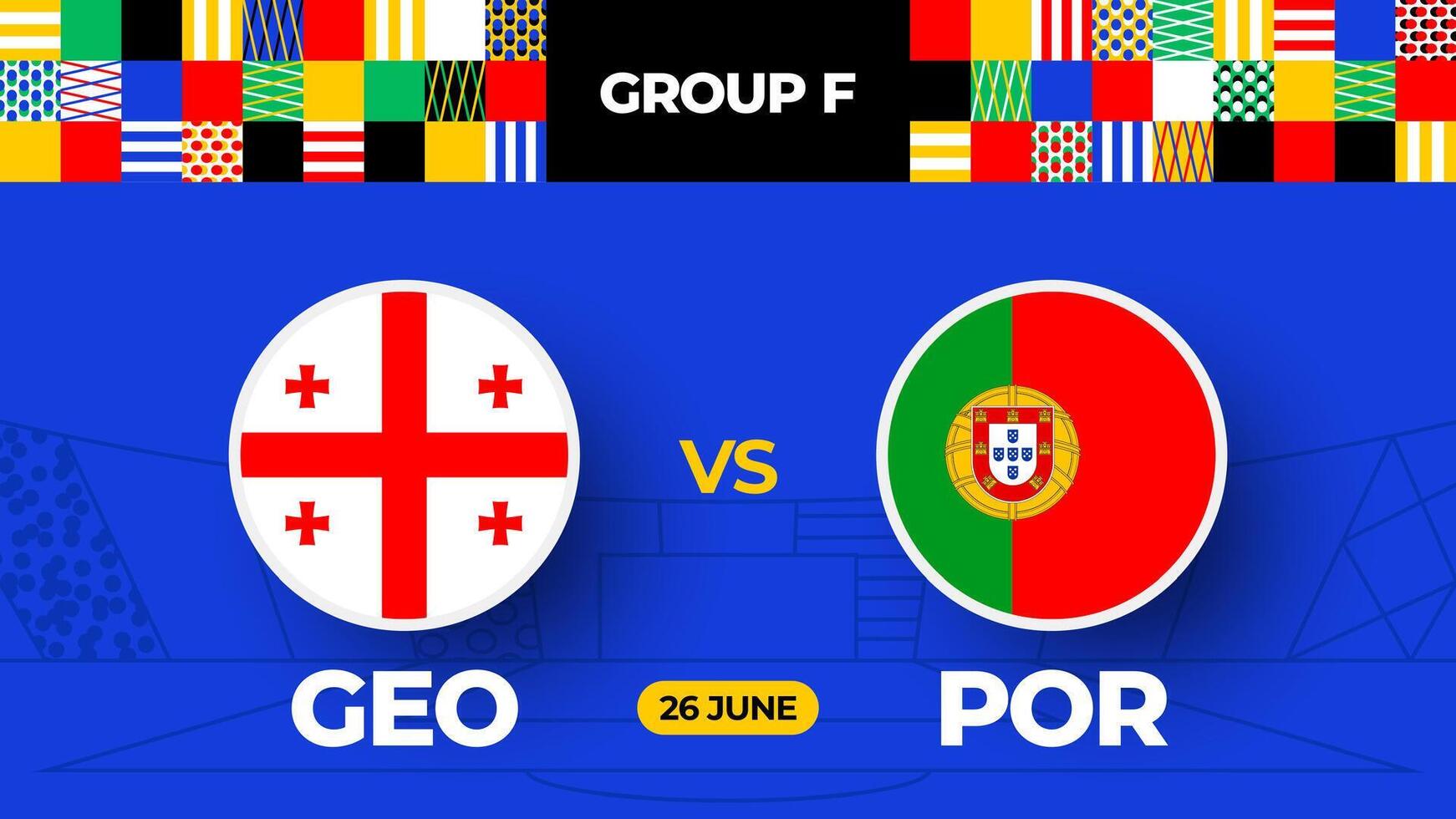 Georgië vs Portugal Amerikaans voetbal 2024 bij elkaar passen versus. 2024 groep stadium kampioenschap bij elkaar passen versus teams intro sport achtergrond, kampioenschap wedstrijd vector