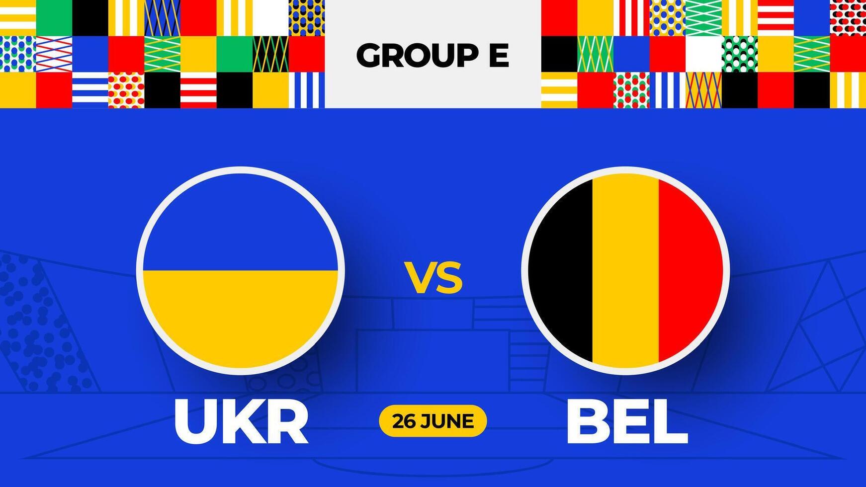Oekraïne vs belgie Amerikaans voetbal 2024 bij elkaar passen versus. 2024 groep stadium kampioenschap bij elkaar passen versus teams intro sport achtergrond, kampioenschap wedstrijd vector