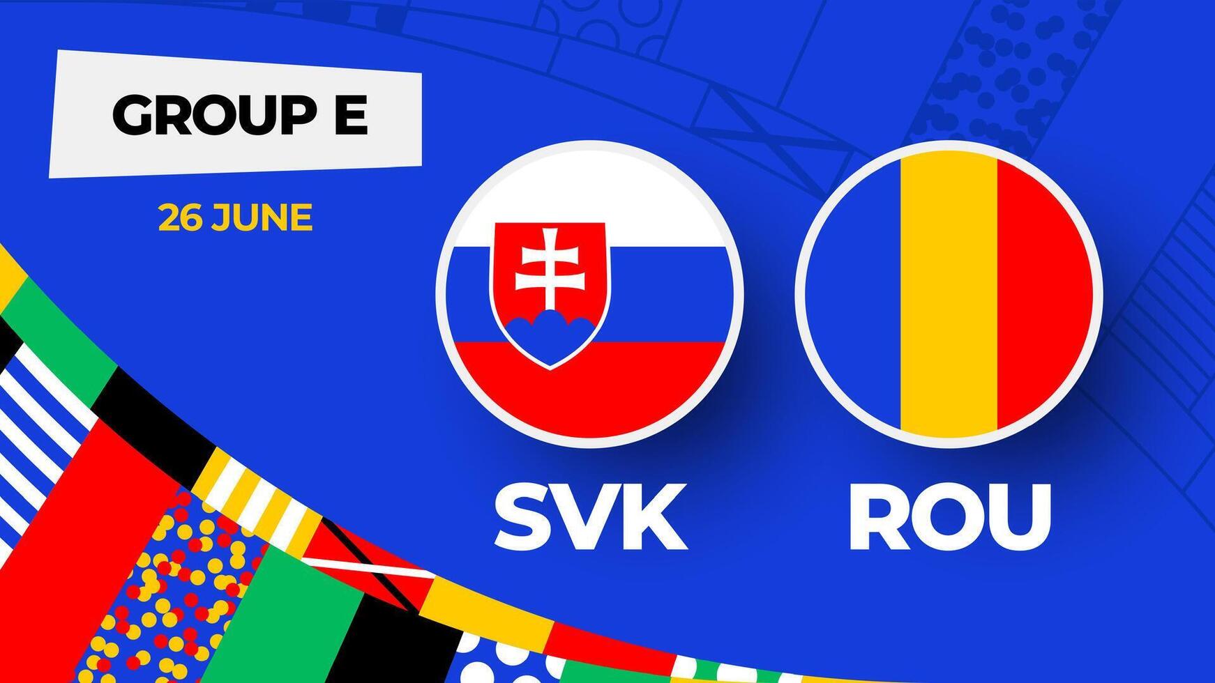 Slowakije vs Roemenië Amerikaans voetbal 2024 bij elkaar passen versus. 2024 groep stadium kampioenschap bij elkaar passen versus teams intro sport achtergrond, kampioenschap wedstrijd vector