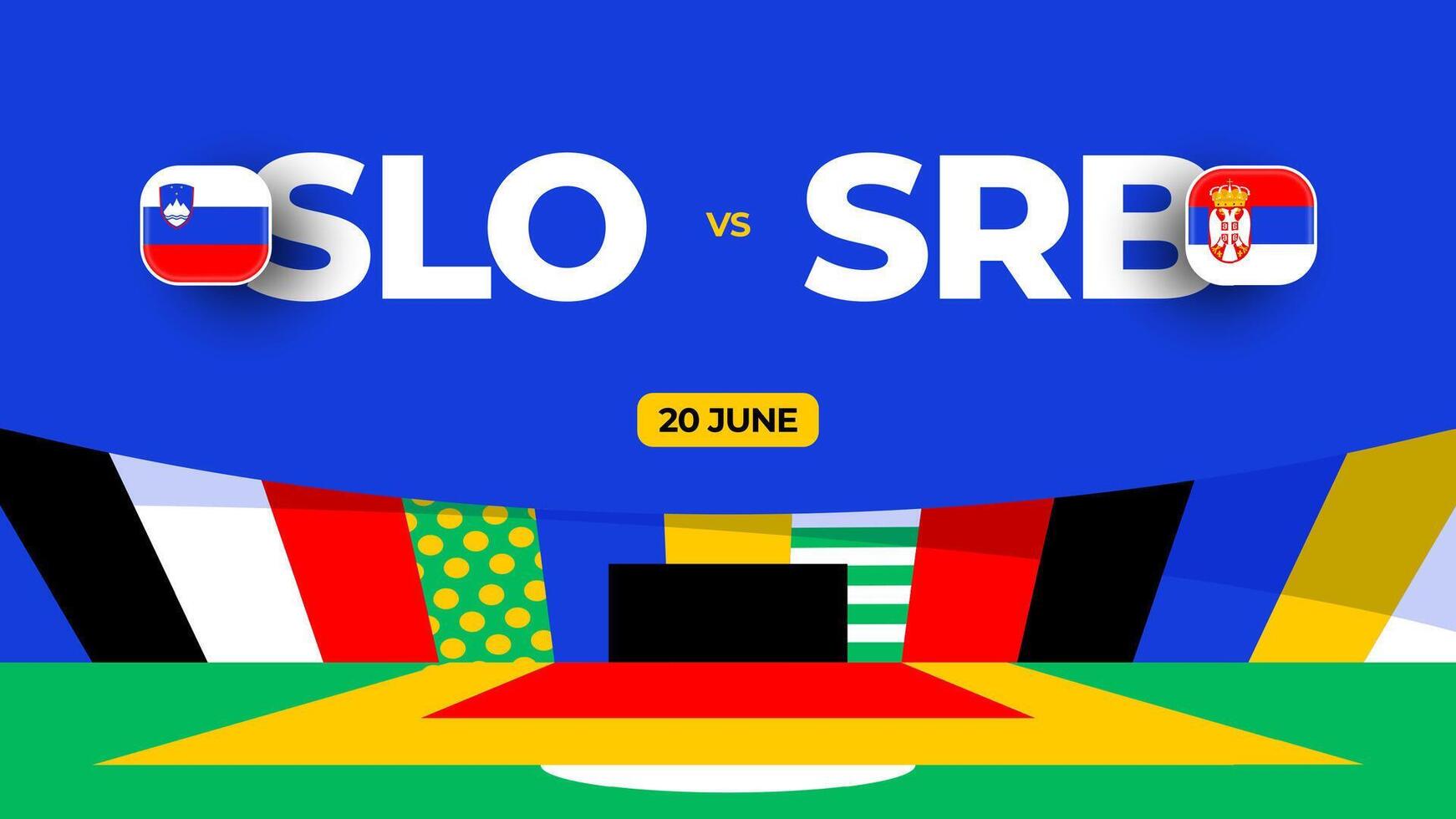 Slovenië vs Servië Amerikaans voetbal 2024 bij elkaar passen versus. 2024 groep stadium kampioenschap bij elkaar passen versus teams intro sport achtergrond, kampioenschap wedstrijd vector