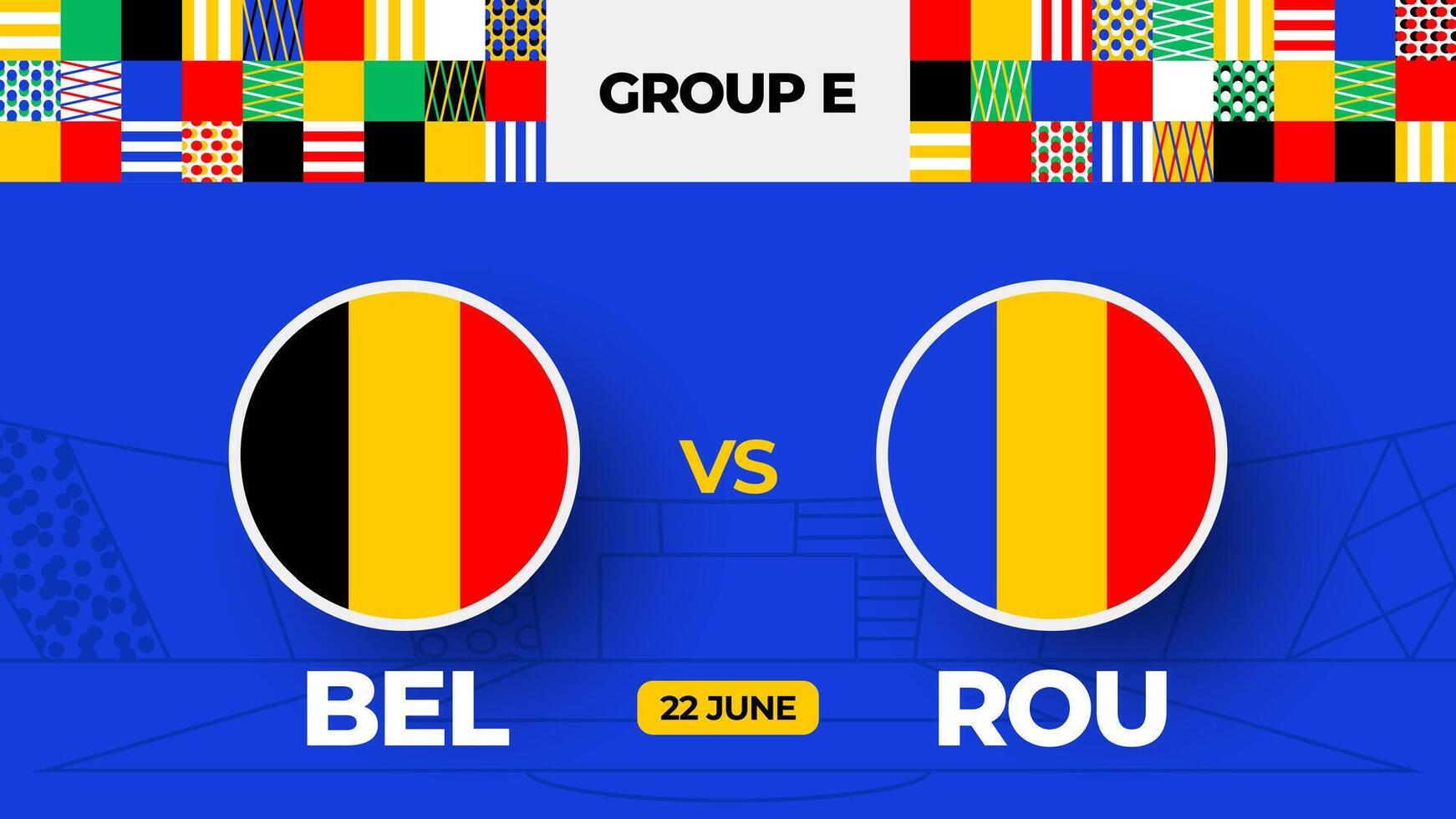 belgie vs Roemenië Amerikaans voetbal 2024 bij elkaar passen versus. 2024 groep stadium kampioenschap bij elkaar passen versus teams intro sport achtergrond, kampioenschap wedstrijd vector