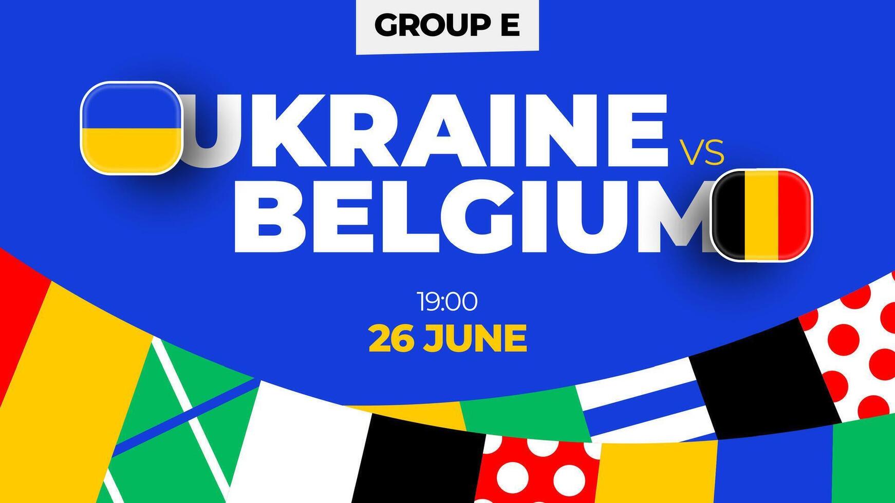 Oekraïne vs belgie Amerikaans voetbal 2024 bij elkaar passen versus. 2024 groep stadium kampioenschap bij elkaar passen versus teams intro sport achtergrond, kampioenschap wedstrijd vector