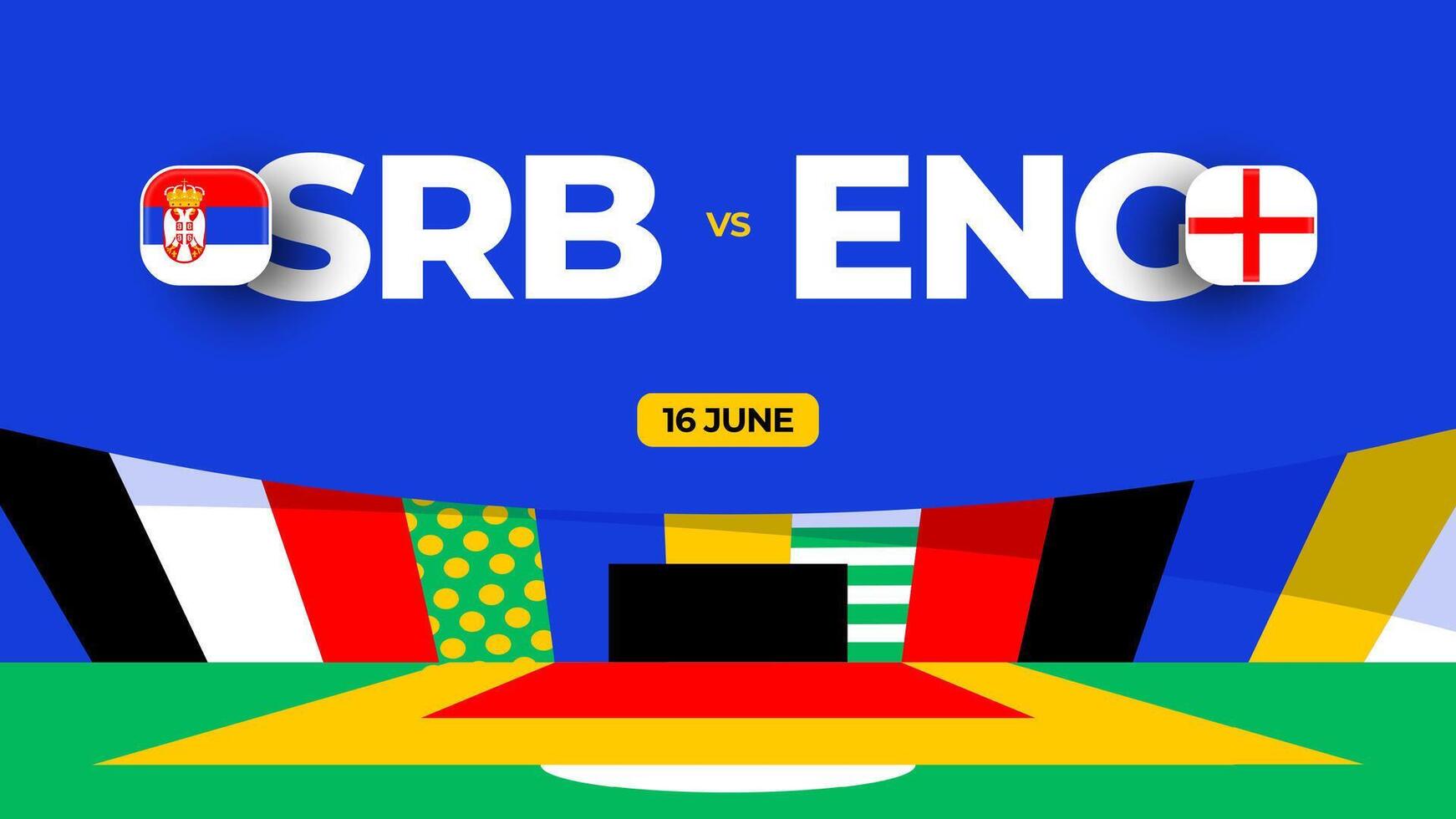 Servië vs Engeland Amerikaans voetbal 2024 bij elkaar passen versus. 2024 groep stadium kampioenschap bij elkaar passen versus teams intro sport achtergrond, kampioenschap wedstrijd vector