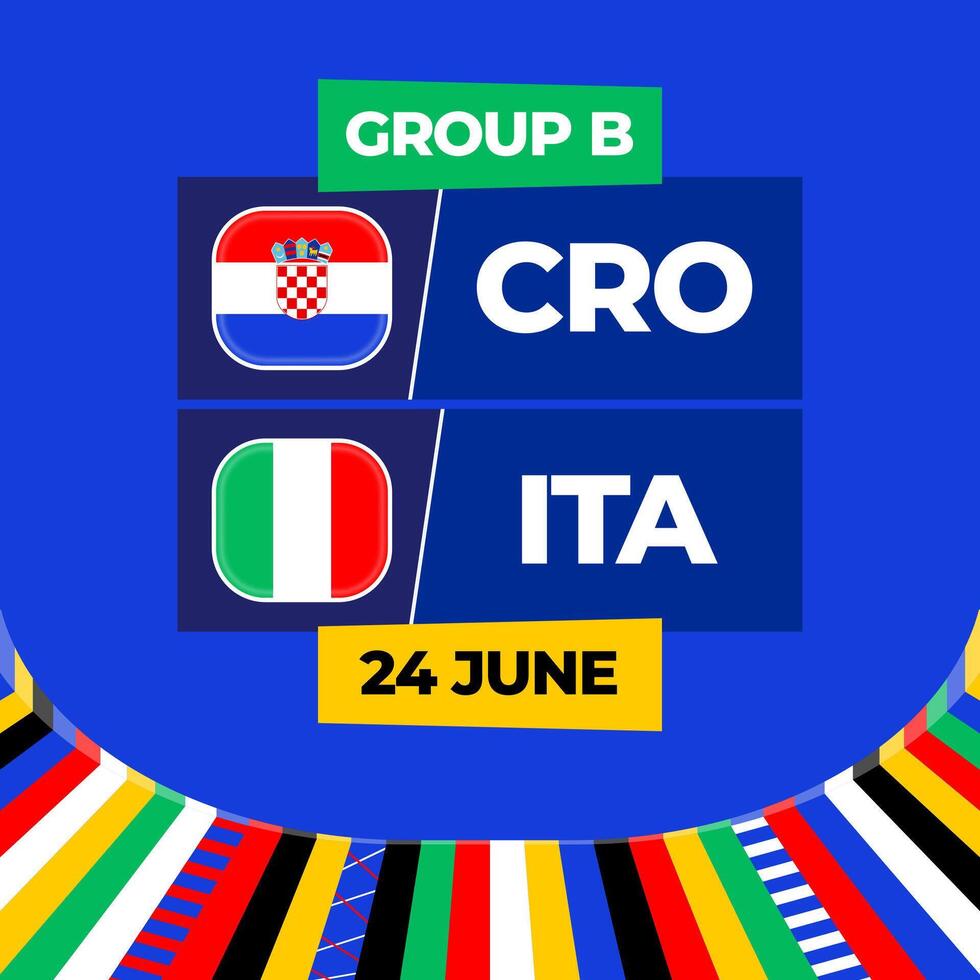 Kroatië vs Italië Amerikaans voetbal 2024 bij elkaar passen versus. 2024 groep stadium kampioenschap bij elkaar passen versus teams intro sport achtergrond, kampioenschap wedstrijd vector