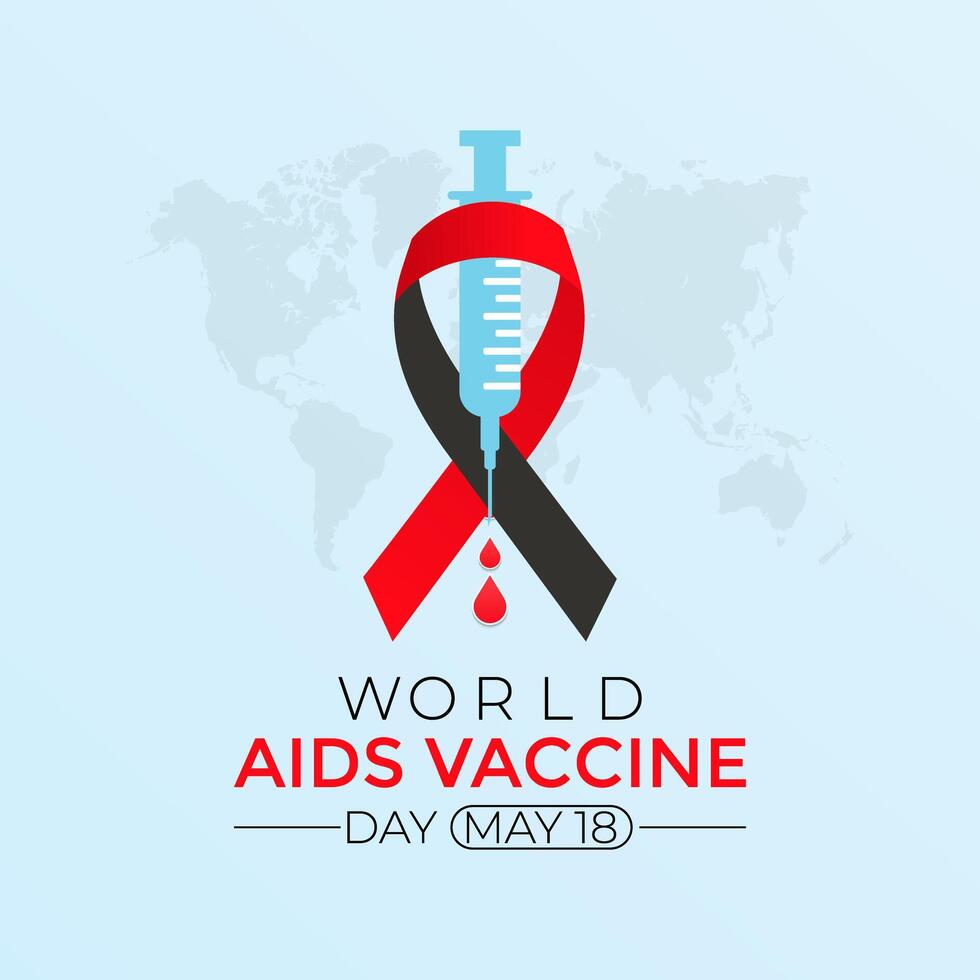wereld AIDS vaccin dag viering. rood AIDS lint en hiv vaccin bewustzijn illustratie . vlak ontwerp. folder ontwerp.plat illustratie. vector