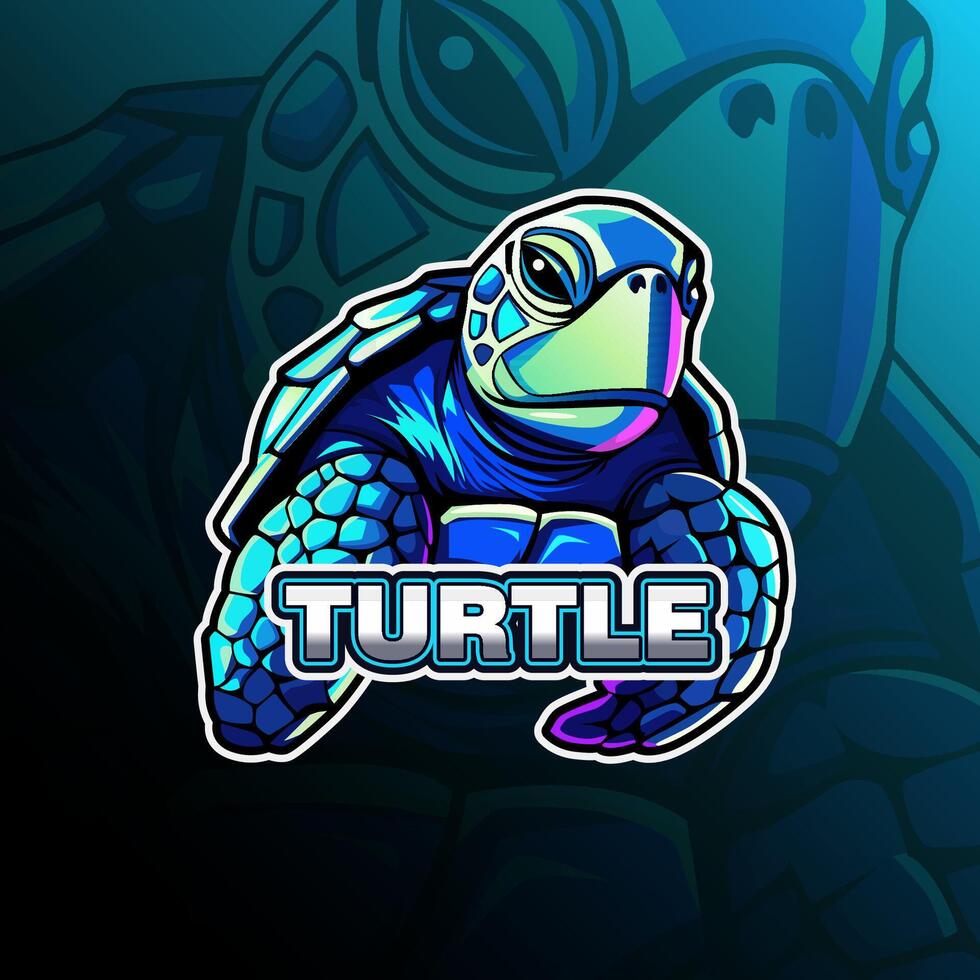 zeeschildpad mascotte logo ontwerp voor insigne, embleem, esport en t-shirt het drukken vector