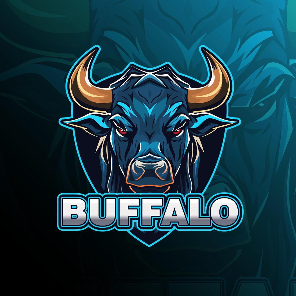 buffel mascotte logo ontwerp voor insigne, embleem, esport en t-shirt het drukken vector