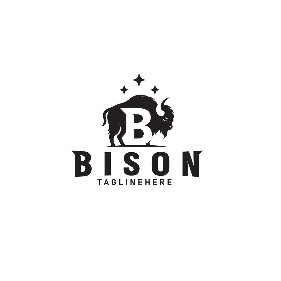 bizon buffel brief b logo ontwerp sjabloon vector