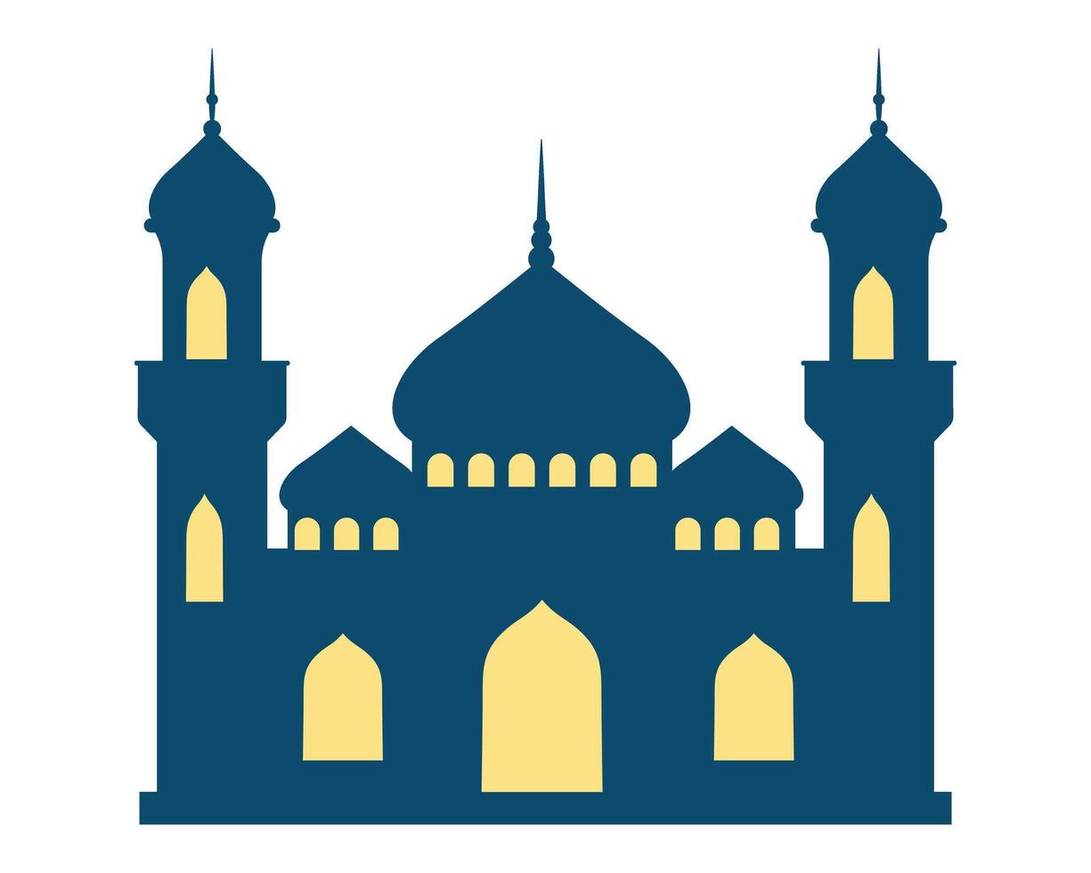 silhouet van een moslim moskee met een minaret. moskee moslim Arabisch architectuur religieus grafiek. gebed gebouw Islamitisch cultuur. vlak stijl, heilig architectuur. illustratie. vector