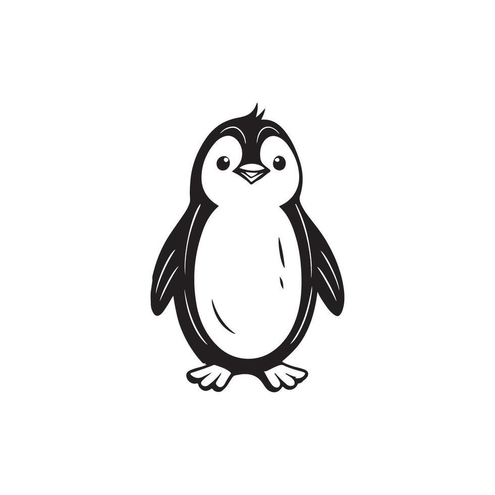 illustratie van schattig baby pinguïn tekenfilm golvend geïsoleerd Aan wit achtergrond vector