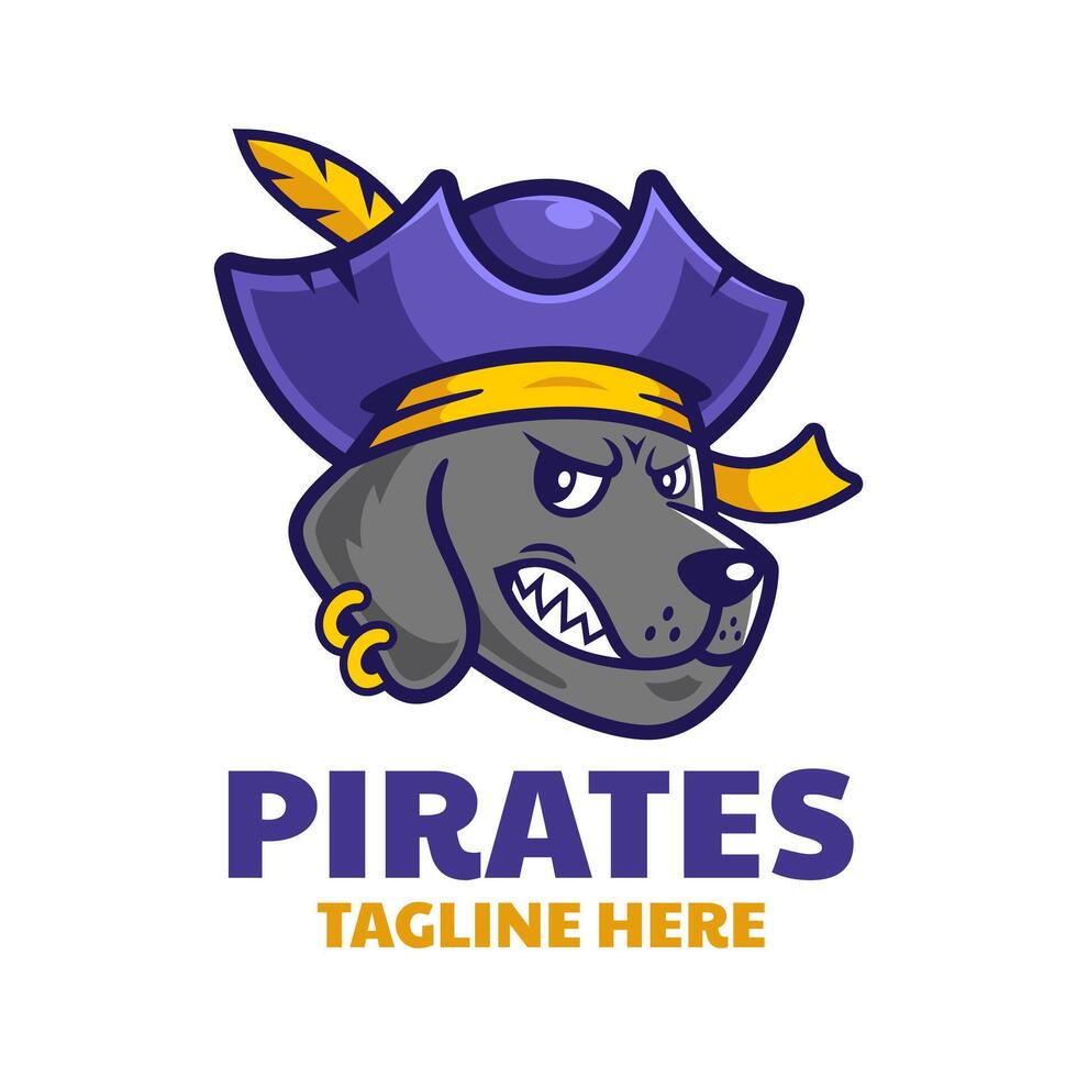 tekenfilm boos piraat hond hoofd logo ontwerp vector