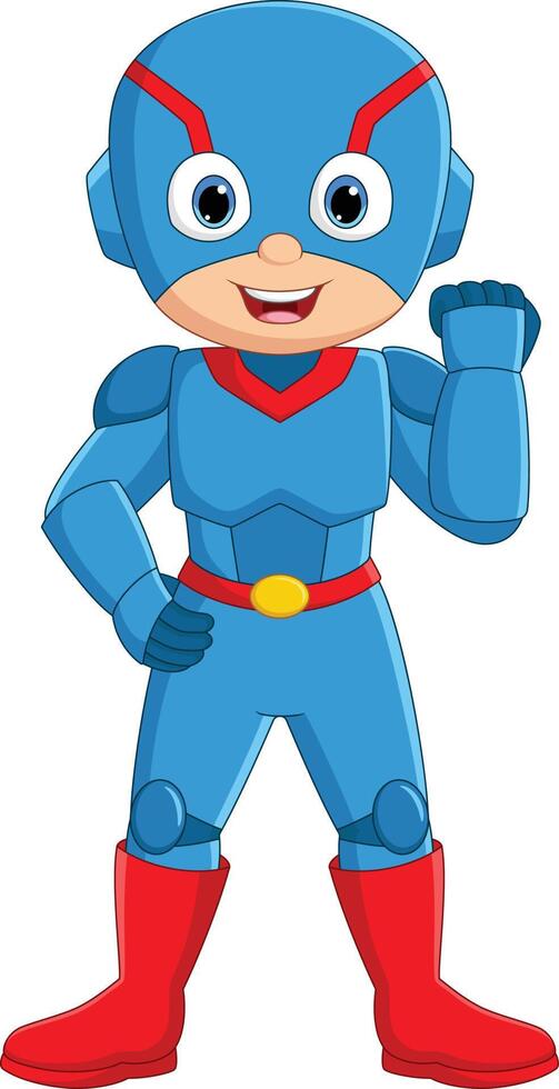 tekenfilm blauw superheld vector