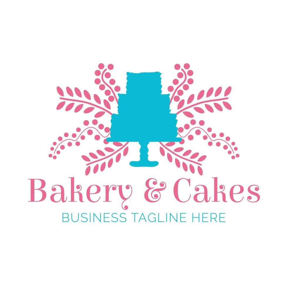 bakkerij en cakes mooi hoor logo ontwerp vector