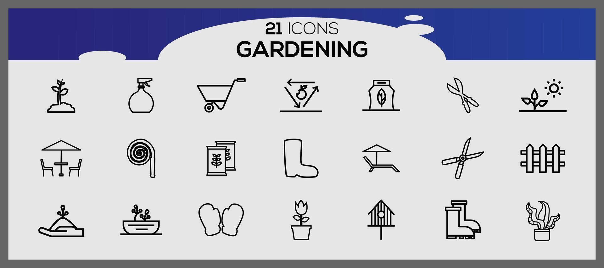 graden icoon set. tuinieren elementen set. vector