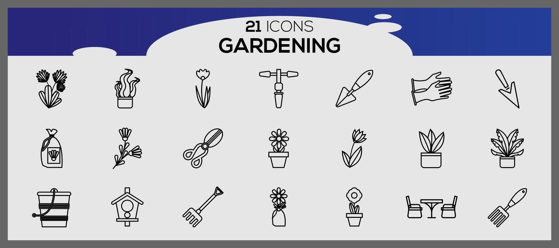 graden icoon set. tuinieren elementen set. vector