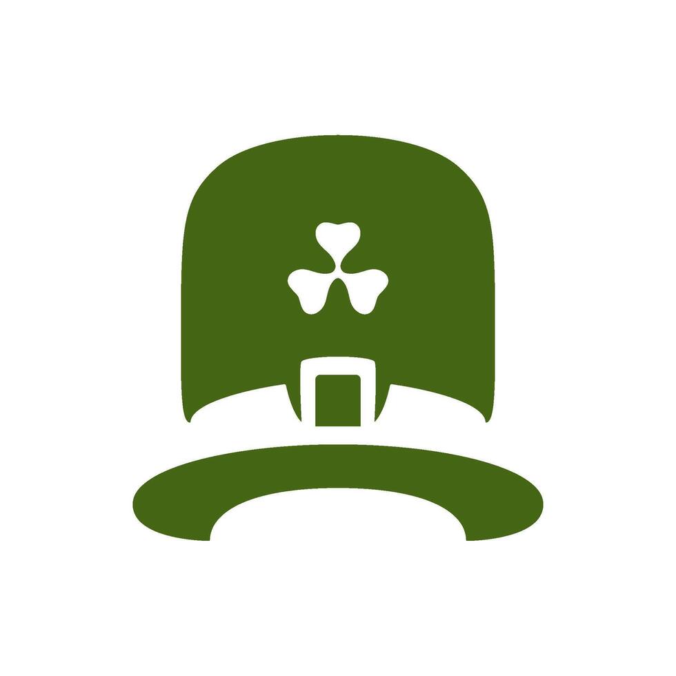 st Patrick dag Iers hoed Lucky klaver traditioneel hoofdtooi groen wijnoogst icoon vector vlak