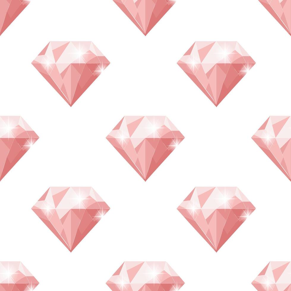 naadloos patroon van roze edelstenen Aan een wit achtergrond. abstract achtergrond met diamanten. vector