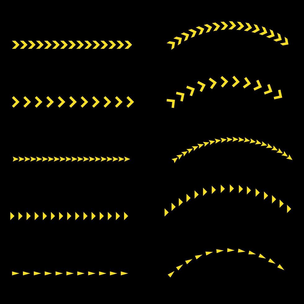 gebogen en rechte pijlen vector set