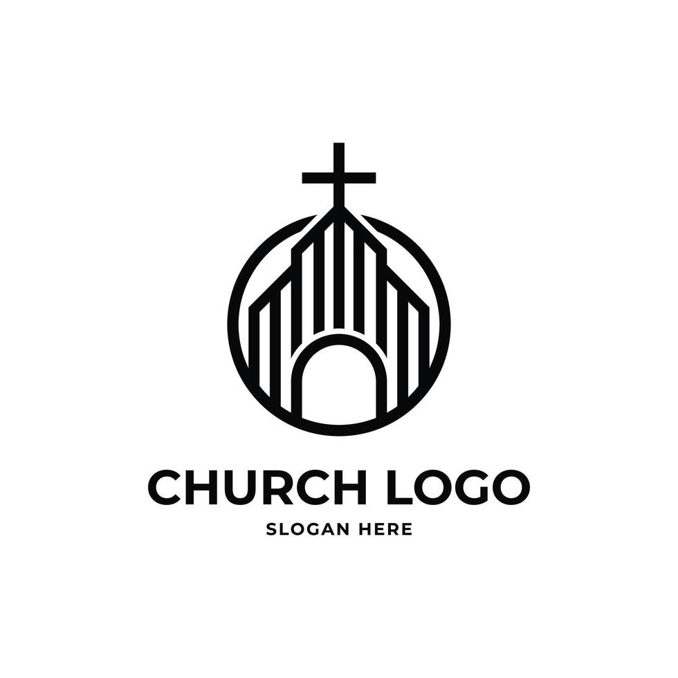 kerk logo ontwerp concept idee met cirkel vector