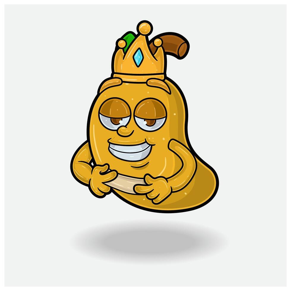 liefde geslagen uitdrukking met mango fruit kroon mascotte karakter tekenfilm. vector
